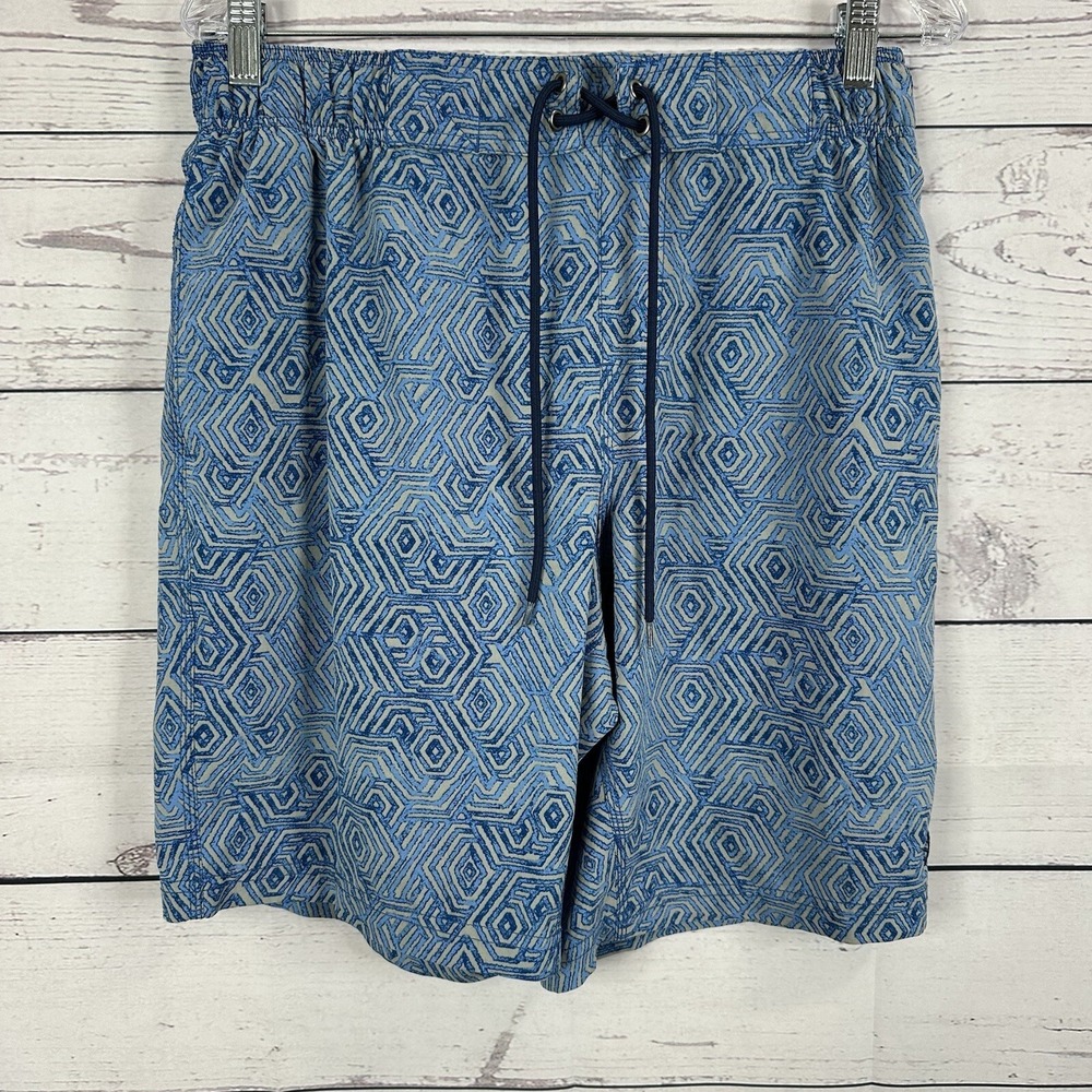 Coolibar Swim Trunks Mens Small Blue Geometric UPF‎ Beach Cruise LINER REMOVED